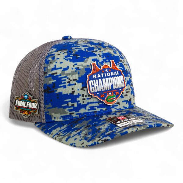 Florida Gators 2025 Final Four National Champions Snapback Trucker Hat- Royal Digital Camo