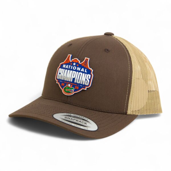 Florida Gators 2025 Basketball National Champions 3D YP Snapback Trucker Hat- Brown/ Tan