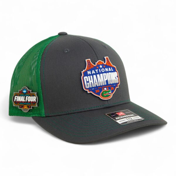 Florida Gators 2025 Final Four National Champions Snapback Trucker Hat- Charcoal/ Green
