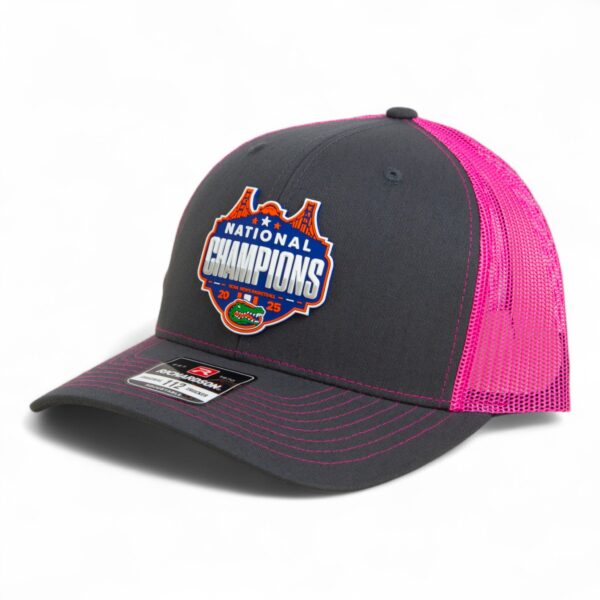 Florida Gators 2025 Basketball National Champions Snapback Trucker Hat- Charcoal/ Pink