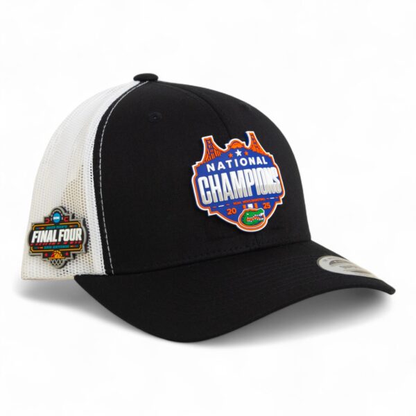 Florida Gators 2025 Final Four National Champions 3D YP Snapback Trucker Hat- Black/ White