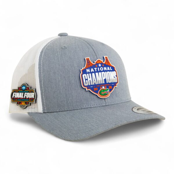 Florida Gators 2025 Final Four National Champions 3D YP Snapback Trucker Hat- Heather Grey/ White