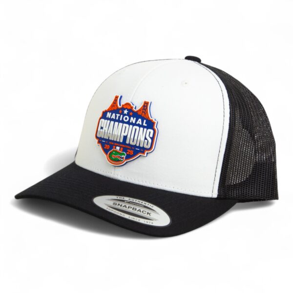 Florida Gators 2025 Basketball National Champions 3D YP Snapback Trucker Hat- White/ Black