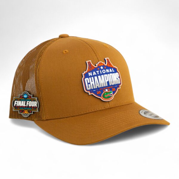 Florida Gators 2025 Final Four National Champions 3D YP Snapback Trucker Hat- Caramel