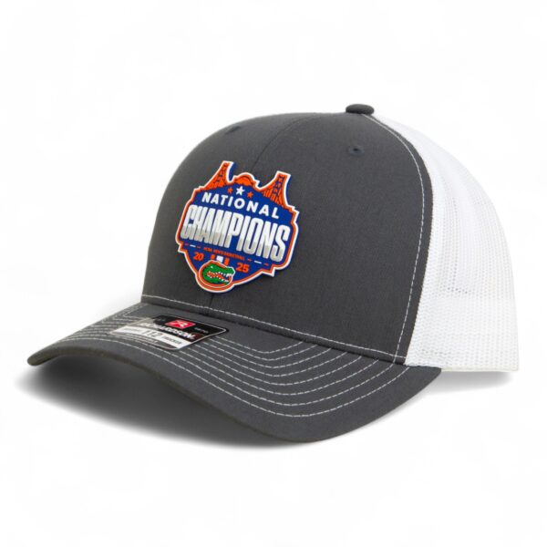 Florida Gators 2025 Basketball National Champions Snapback Trucker Hat- Charcoal/ White