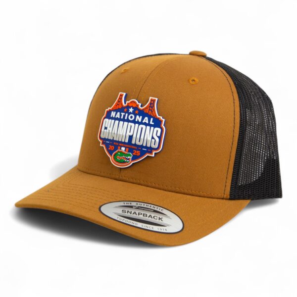 Florida Gators 2025 Basketball National Champions 3D YP Snapback Trucker Hat- Caramel/ Black