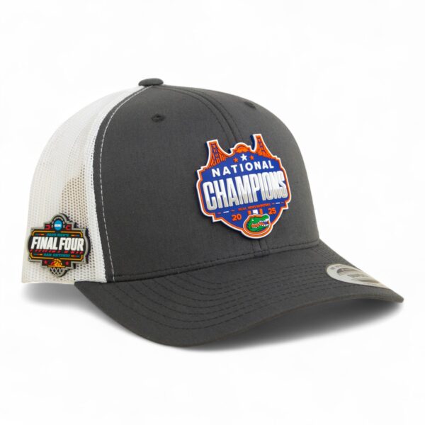 Florida Gators 2025 Final Four National Champions 3D YP Snapback Trucker Hat- Charcoal/ White