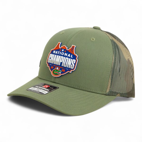 Florida Gators 2025 Basketball National Champions Snapback Trucker Hat- Loden/ Green Camo