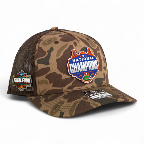 Florida Gators 2025 Final Four National Champions Snapback Trucker Hat- Bark Duck Camo/ Brown