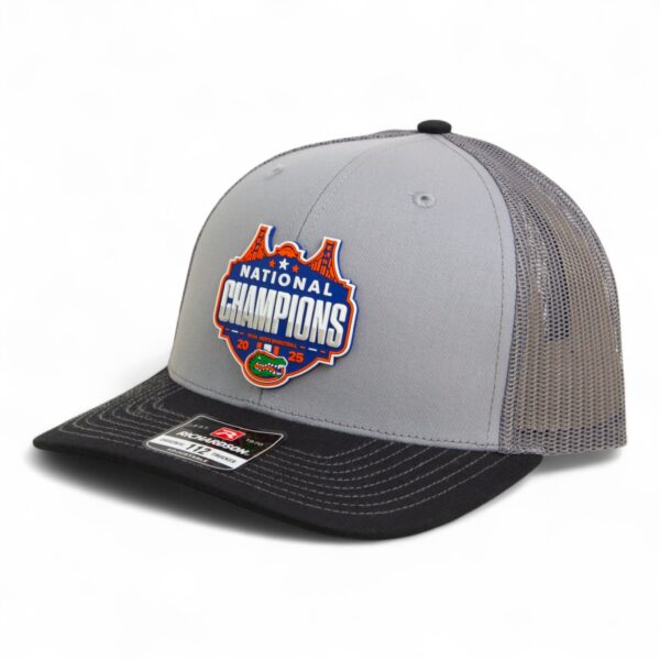 Florida Gators 2025 Basketball National Champions Snapback Trucker Hat- Grey/ Charcoal/ Black