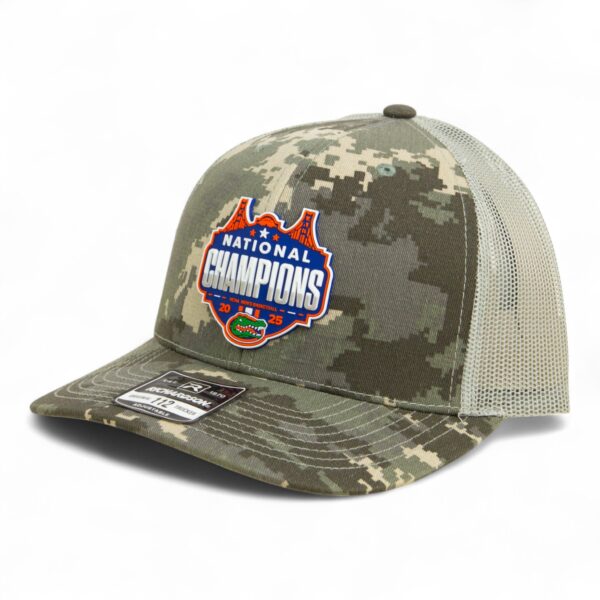Florida Gators 2025 Basketball National Champions Snapback Trucker Hat- Military Digital Camo