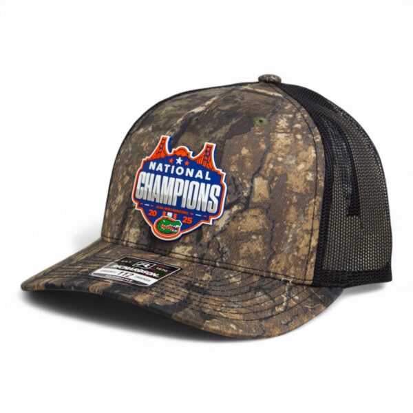 Florida Gators 2025 Basketball National Champions Snapback Trucker Hat- Realtree Timber/ Black