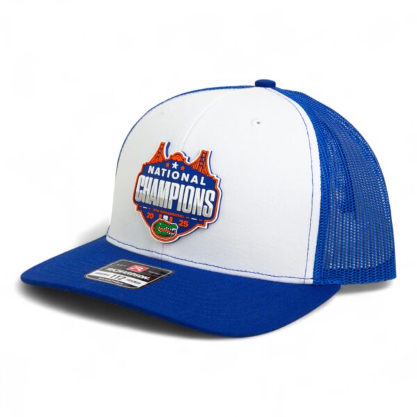 Florida Gators 2025 Basketball National Champions Snapback Trucker Hat- White/ Royal