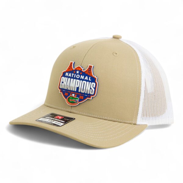 Florida Gators 2025 Basketball National Champions Snapback Trucker Hat- Tan/ White