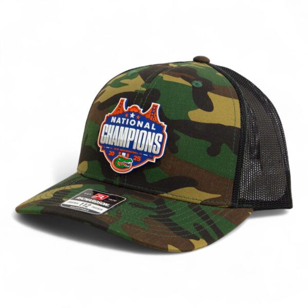 Florida Gators 2025 Basketball National Champions Snapback Trucker Hat- Army Camo/ Black