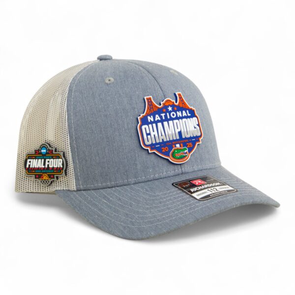 Florida Gators 2025 Final Four National Champions Snapback Trucker Hat- Heather Grey/ Light Grey