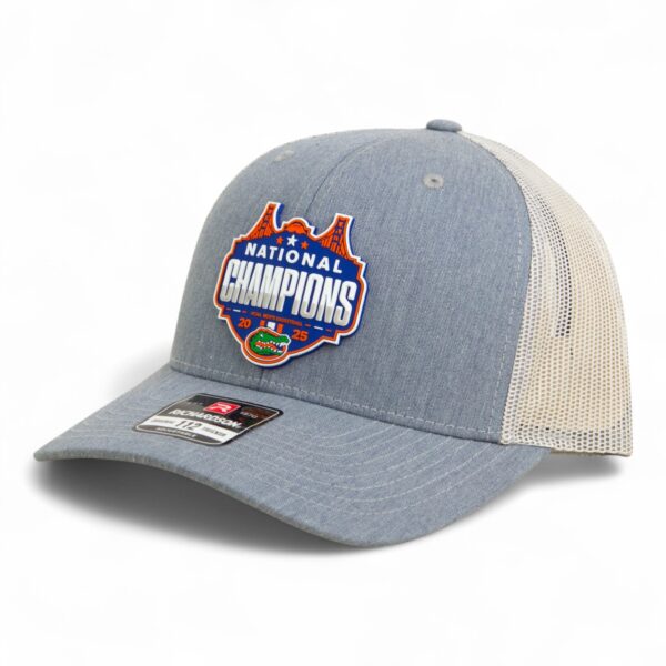 Florida Gators 2025 Basketball National Champions Snapback Trucker Hat- Heather Grey/ Light Grey