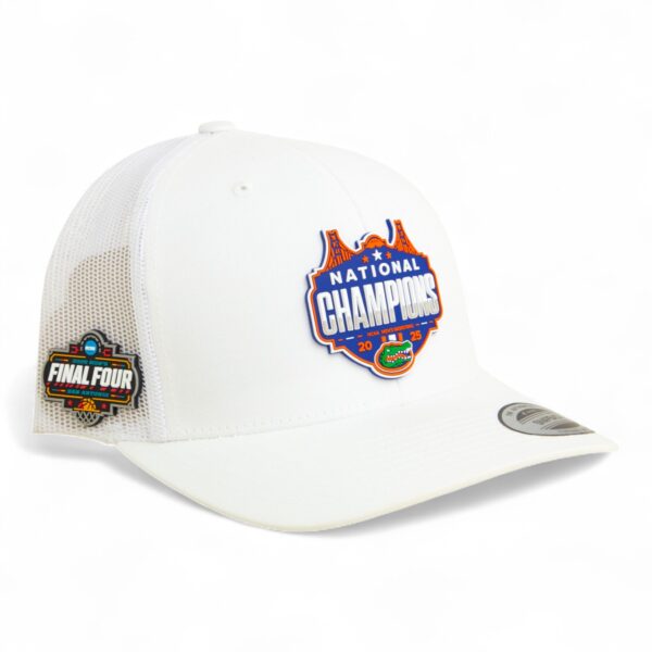 Florida Gators 2025 Final Four National Champions 3D YP Snapback Trucker Hat- White