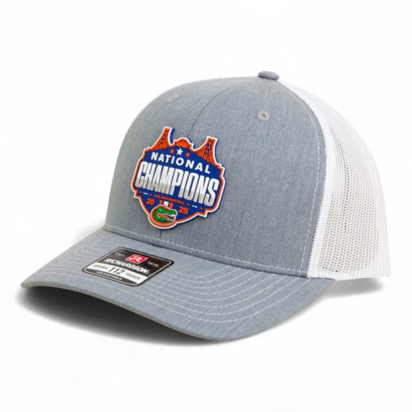 Florida Gators 2025 Basketball National Champions Snapback Trucker Hat- Heather Grey/ White
