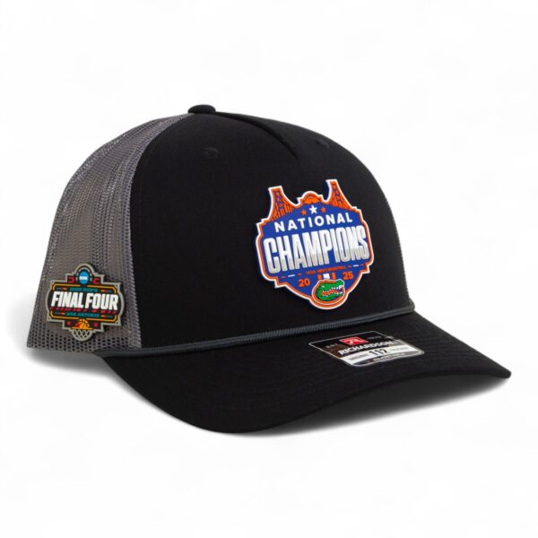 Florida Gators 2025 Final Four National Champions Snapback Trucker Rope Hat- Black/ Charcoal