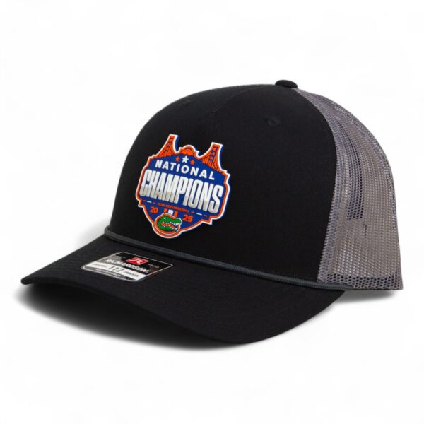 Florida Gators 2025 Basketball National Champions Snapback Trucker Rope Hat- Black/ Charcoal