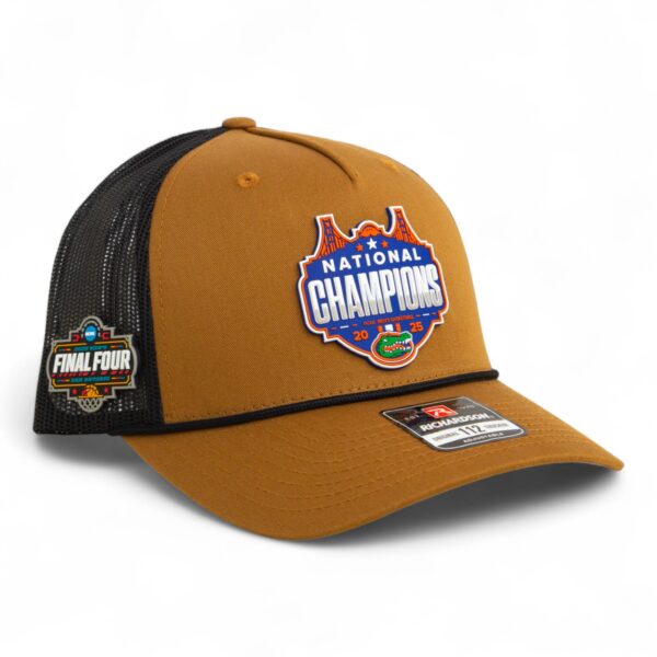 Florida Gators 2025 Final Four National Champions Snapback Trucker Rope Hat- Caramel/ Black