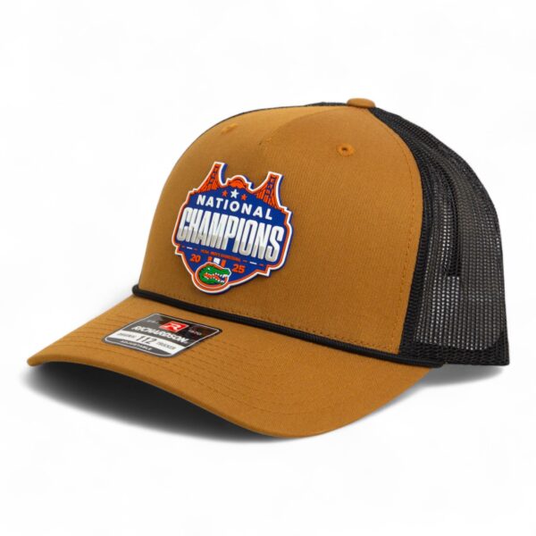 Florida Gators 2025 Basketball National Champions Snapback Trucker Rope Hat- Caramel/ Black