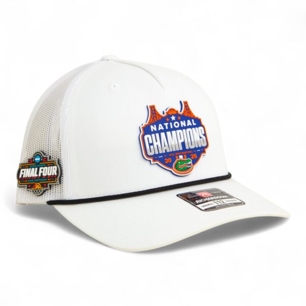 Florida Gators 2025 Final Four National Champions Snapback Trucker Rope Hat- White/ Black