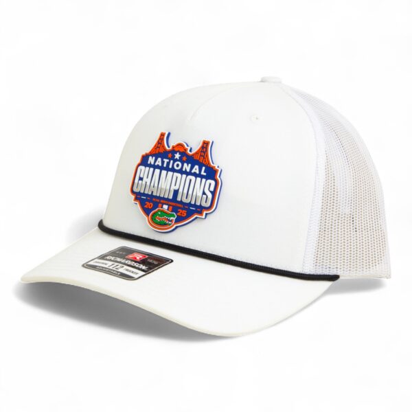Florida Gators 2025 Basketball National Champions Snapback Trucker Rope Hat- White/ Black