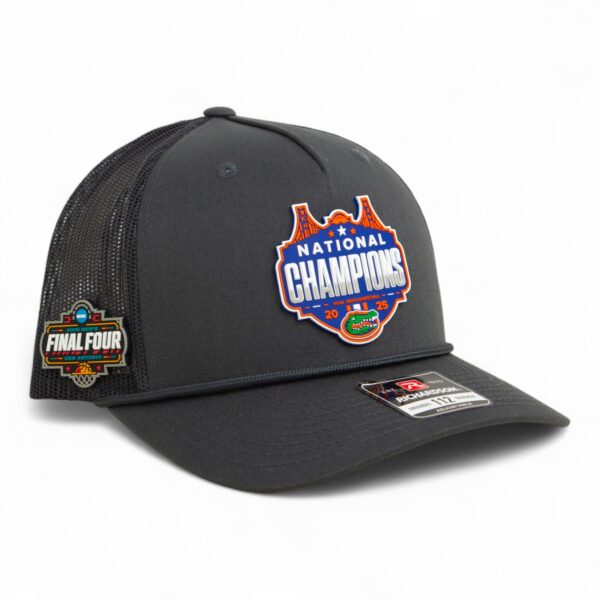 Florida Gators 2025 Final Four National Champions Snapback Trucker Rope Hat- Charcoal