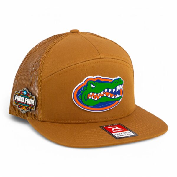 Florida Gators 2025 Final Four 3D Snapback Seven-Panel Flat Bill Trucker Hat- Caramel