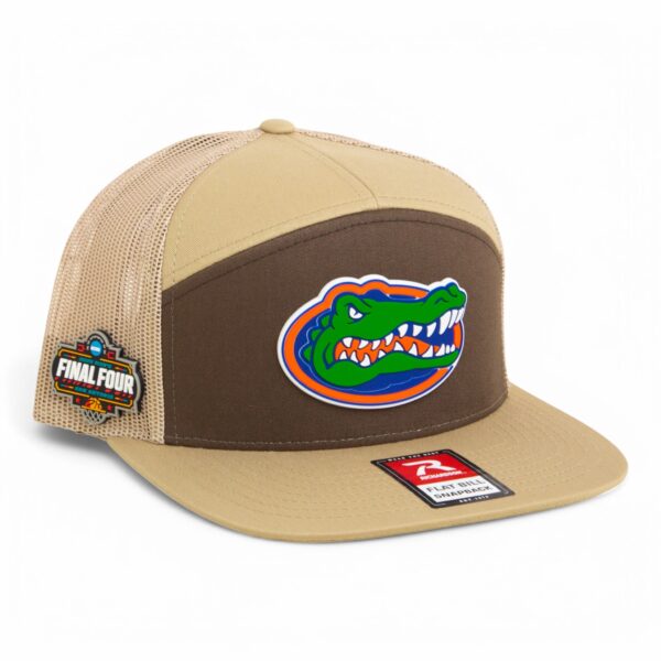 Florida Gators 2025 Final Four 3D Snapback Seven-Panel Flat Bill Trucker Hat- Brown/ Tan