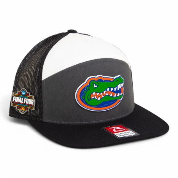Florida Gators 2025 Final Four 3D Snapback Seven-Panel Flat Bill Trucker Hat- Charcoal/ White/ Black