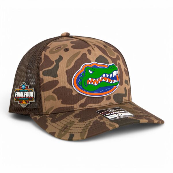 Florida Gators 2025 Final Four 3D Snapback Trucker Hat- Bark Duck Camo/ Brown