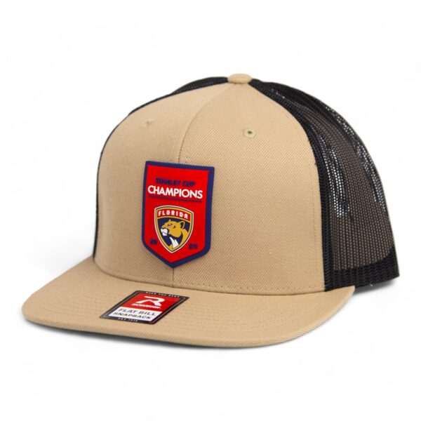 Florida Panthers Stanley Cup Champions 3D Wool Blend Flat Bill Hat- Tan/ Black