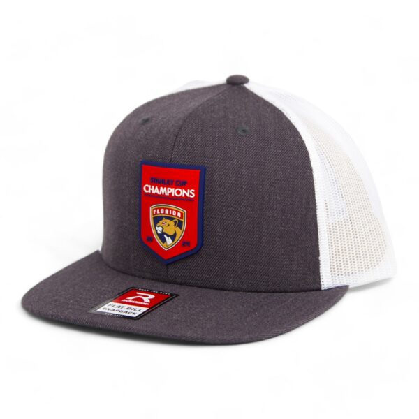 Florida Panthers Stanley Cup Champions 3D Wool Blend Flat Bill Hat- Heather Charcoal/ White
