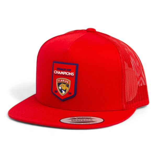 Florida Panthers Stanley Cup Champions 3D YP Snapback Flat Bill Trucker Hat- Red