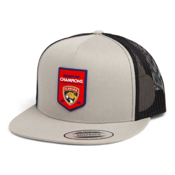 Florida Panthers Stanley Cup Champions 3D YP Snapback Flat Bill Trucker Hat- Silver/ Black