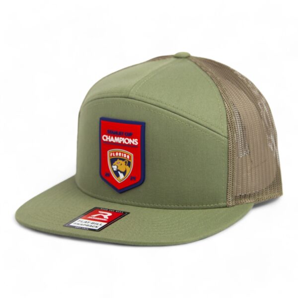 Florida Panthers Stanley Cup Champions 3D Snapback Seven-Panel Flat Bill Trucker Hat- Loden Green