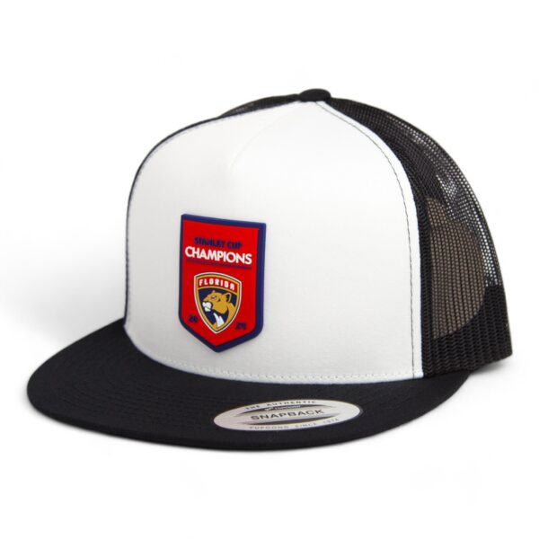 Florida Panthers Stanley Cup Champions 3D YP Snapback Flat Bill Trucker Hat- White/ Black