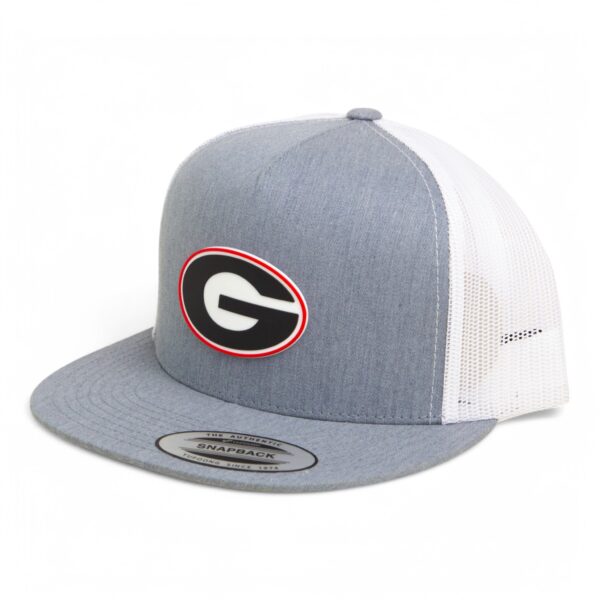 Georgia Bulldogs Power G 3D YP Snapback Flat Bill Trucker Hat- Heather Grey/ White