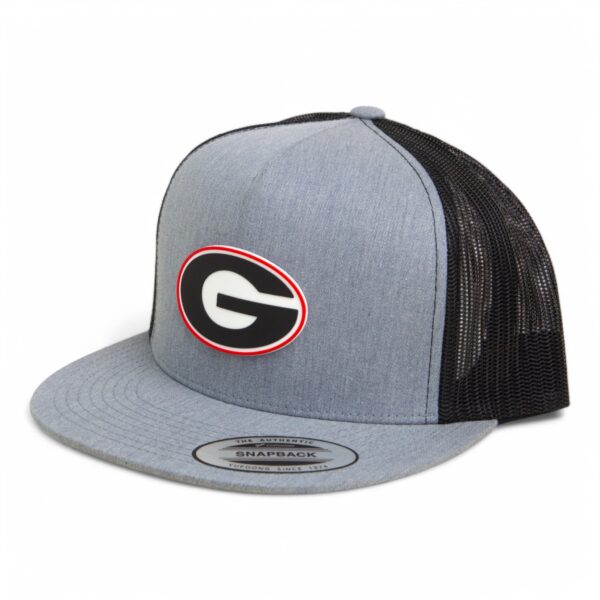 Georgia Bulldogs Power G 3D YP Snapback Flat Bill Trucker Hat- Heather Grey/ Black