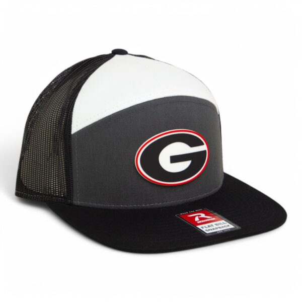 Georgia Bulldogs Power G 3D Snapback Seven-Panel Flat Bill Trucker Hat- Charcoal/ Black/ White