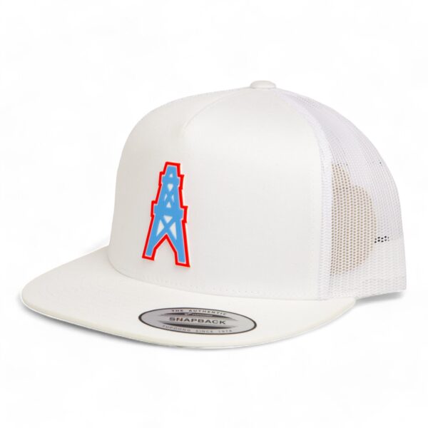 Houston Oilers 3D YP Snapback Flat Bill Trucker Hat- White