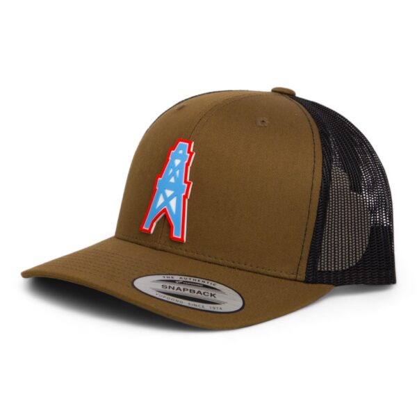 Houston Oilers 3D YP Snapback Trucker Hat- Coyote Brown/ Black