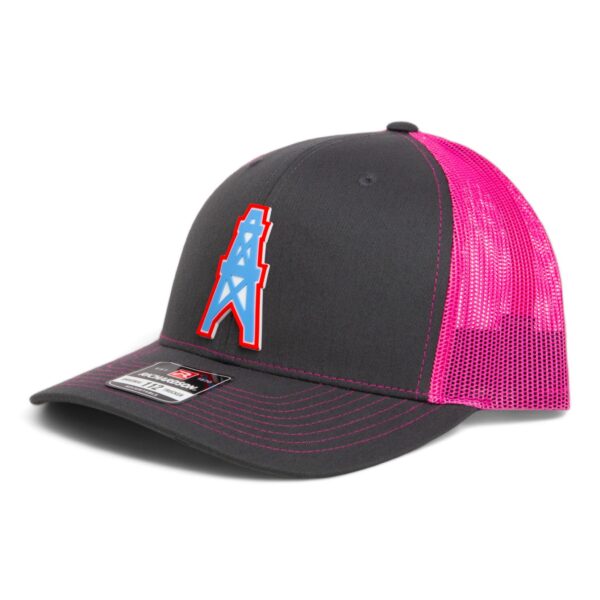 Houston Oilers 3D Snapback Trucker Hat- Charcoal/ Pink