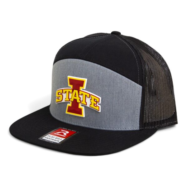 Iowa State Cyclones 3D Snapback Seven-Panel Flat Bill Trucker Hat- Heather Grey/ Black