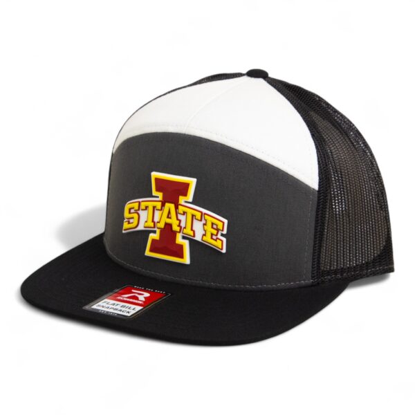 Iowa State Cyclones 3D Snapback Seven-Panel Flat Bill Trucker Hat- Charcoal/ White/ Black