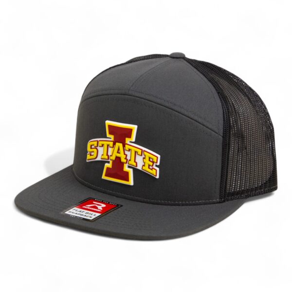 Iowa State Cyclones 3D Snapback Seven-Panel Flat Bill Trucker Hat- Charcoal/ Black