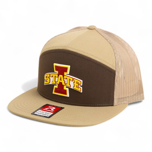 Iowa State Cyclones 3D Snapback Seven-Panel Flat Bill Trucker Hat- Brown/ Tan